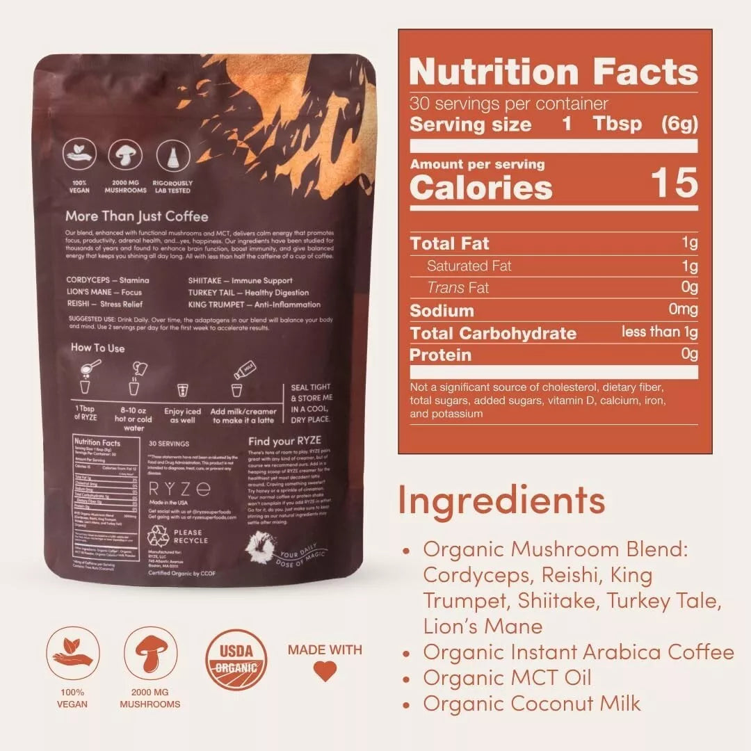 Organic Mushroom Coffee  - ☕ 30 Servings Per Pack Free Shipping, Fast Delivery